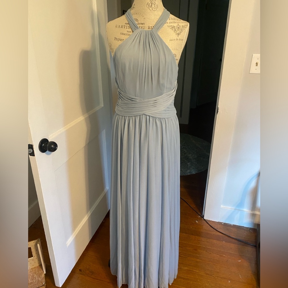 Bridesmaid dress David’s Bridal, dusty blue